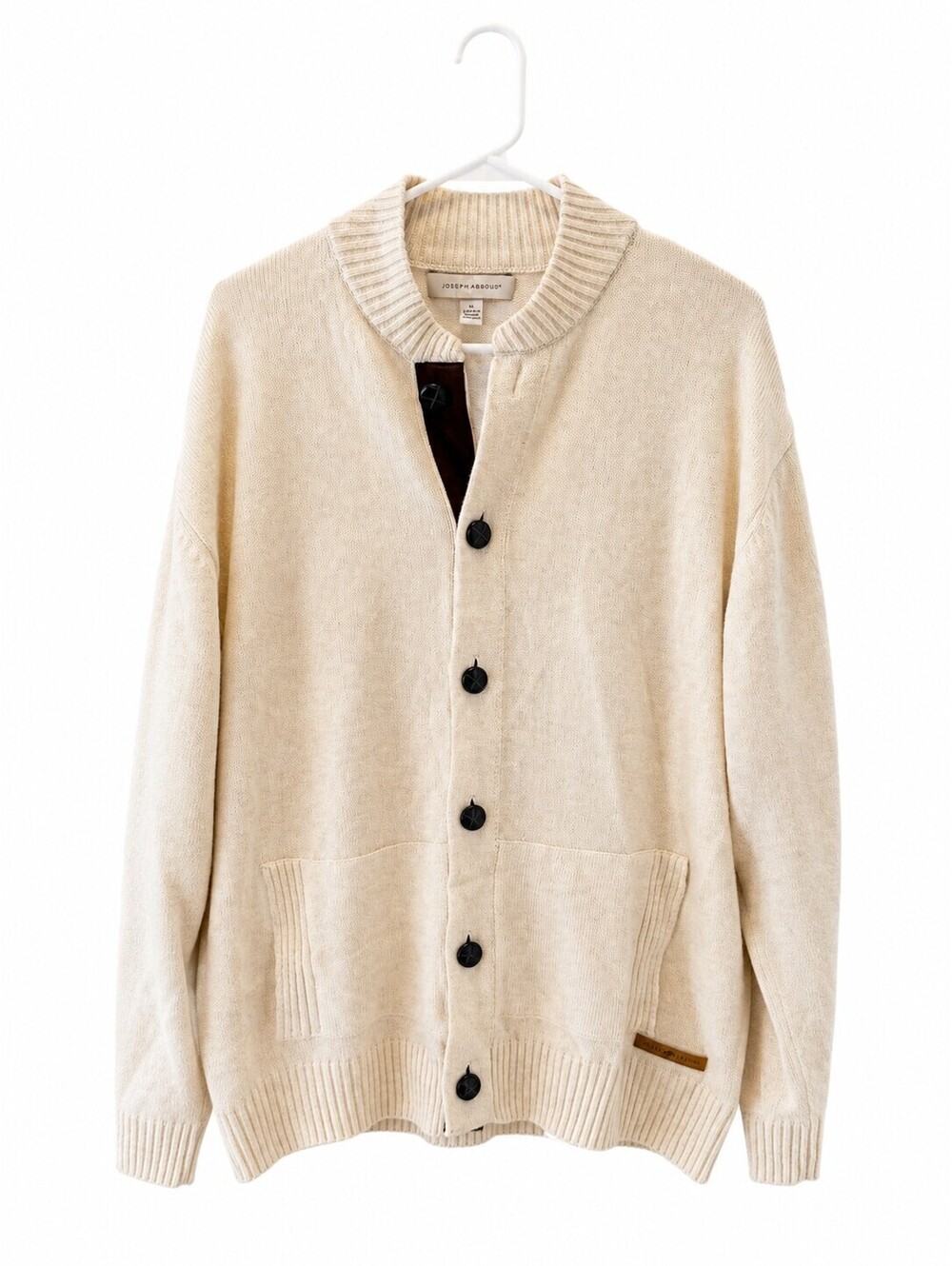 Joseph Abboud Men's XL Cream Wool Blend Button-Up Cardigan Sweater